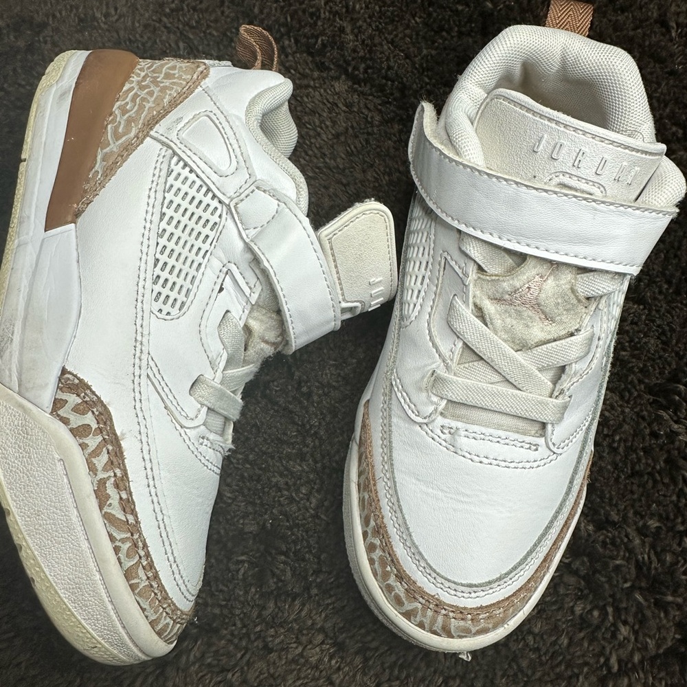Jordan Kids White and Tan Sneakers